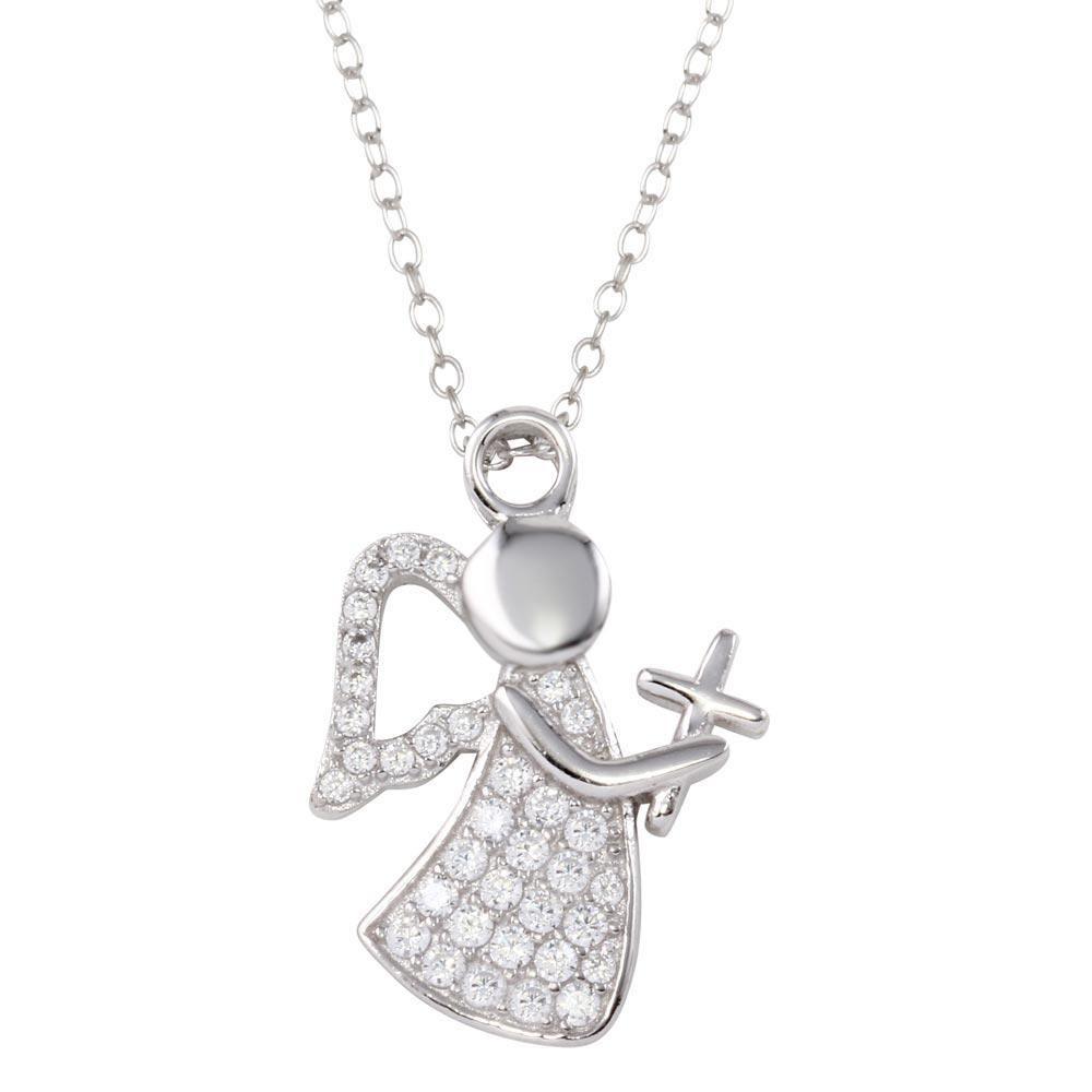 925 Sterling Silver 16 Young Girl's Clear Cubic Zirconia Guardian